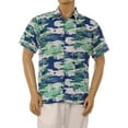 thumbnail image 1 of Men's Hawaiian Tropical Shirt Summer Aloha Button Up Casual Fit Blue Mustard XL, 1 of 4
