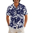 thumbnail image 1 of Men's Hawaiian Free Short Sleeve Button Down Tropical Deep Blue Beach Vacation Shirt Blue L, 1 of 5
