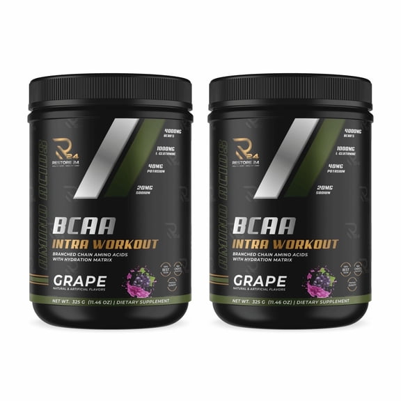 Restore 24 Nutrition Organic Intra Workout Powder for Men & Women - BCAA with Hydration Matrix - Supports Muscle Gain & Recovery, Lemon Lime Flavor - 50 Servings (2-Pack)