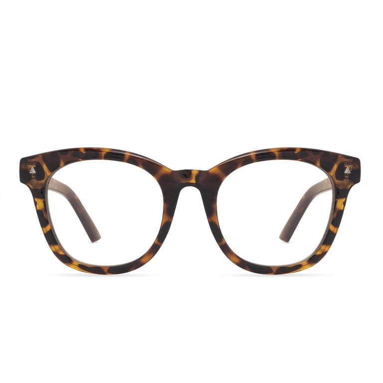 DIFF Round Blue Light Blocking Glasses in Tortoiseshell Jade Cat Eye Glasses | Cream Tortoise & Blue Light  main image 4