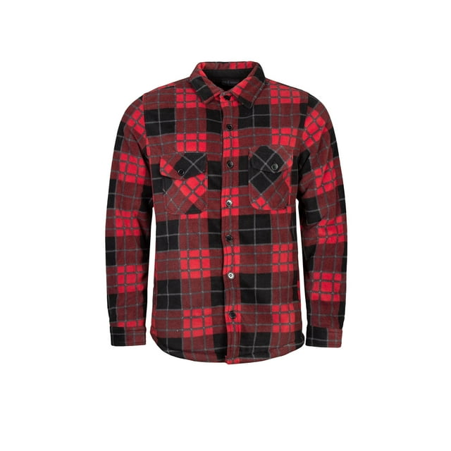 Men's Heat Holders Heatweaver Lined Fleece Shirt Jacket Color: Crimson Black Size: XXL