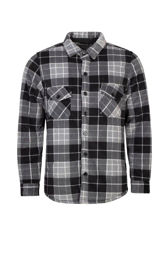 Men's Heat Holders Heatweaver Lined Fleece Shirt Jacket Color: Gray Black Size: XL