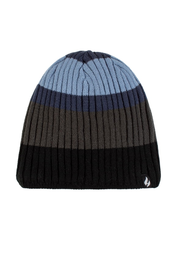 Men's Heat Holders Heatweaver Lined Ribbed Striped Hat Color: Black Blue Size: N/A