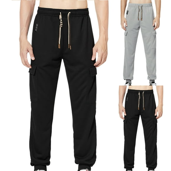 Men's Heated Casual Pants, Polyester Spandex Long Lounge Pants with Electric Heating Technology, Available in M-2XL, Solid Color Fashion Sweatpants for Indoor Outdoor Activities