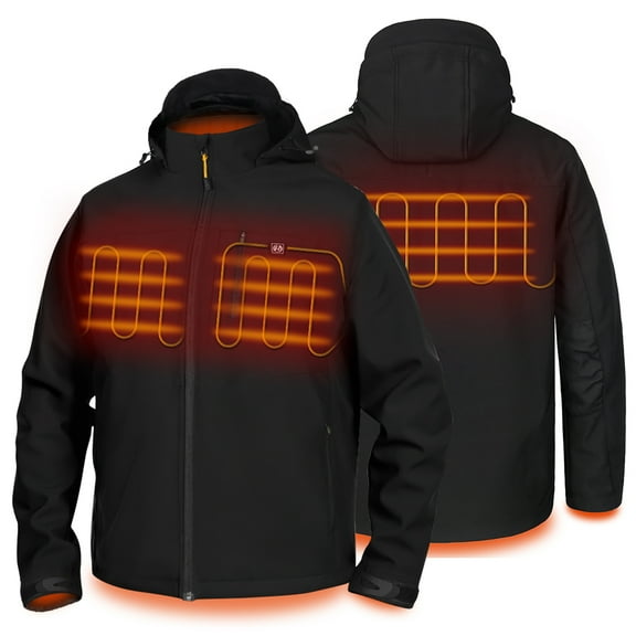 Men's Heated Jacket with 7.4V Battery and Charger Softshell Waterproof Electric Winter Work Coat