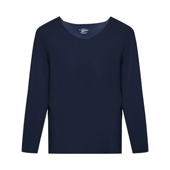 Men's Heated Thermal Underwear Tops, Ultra Warm Fleece Lined Base Layer, Seamless Wool & Silk Blend Long Johns for Extreme Cold Weather, Royal Blue, Size L