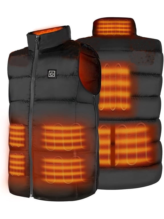 Men's Heated Vest, 6 Heating Zones Carbon Fiber Electric Warm Vest, Lightweight Rechargeable Heating Jacket for Winter Outdoor Fishing Hunting Hiking (Battery Not Included)