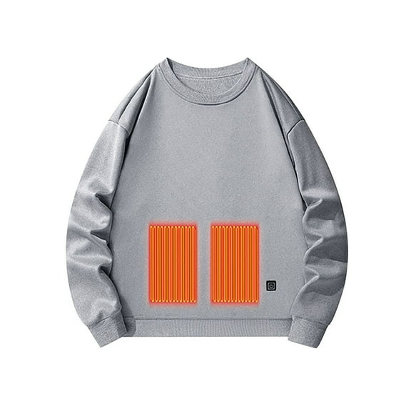 Men's Heated Winter Sports Sweatshirt Warm Long Sleeve Round Neck T-Shirt for Outdoor Activities Mens Casual Crew Neck Basic Tees