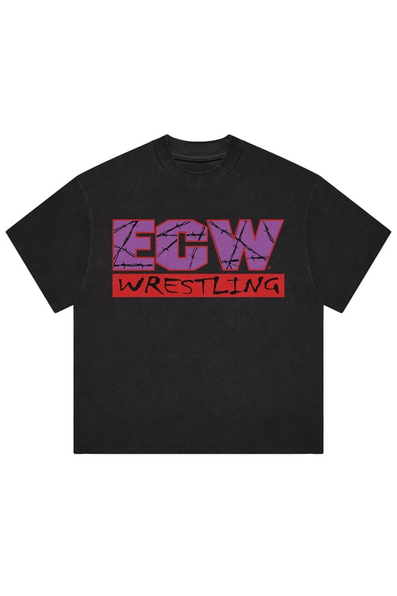 Men's Heather Black ECW Logo Boxy T-Shirt