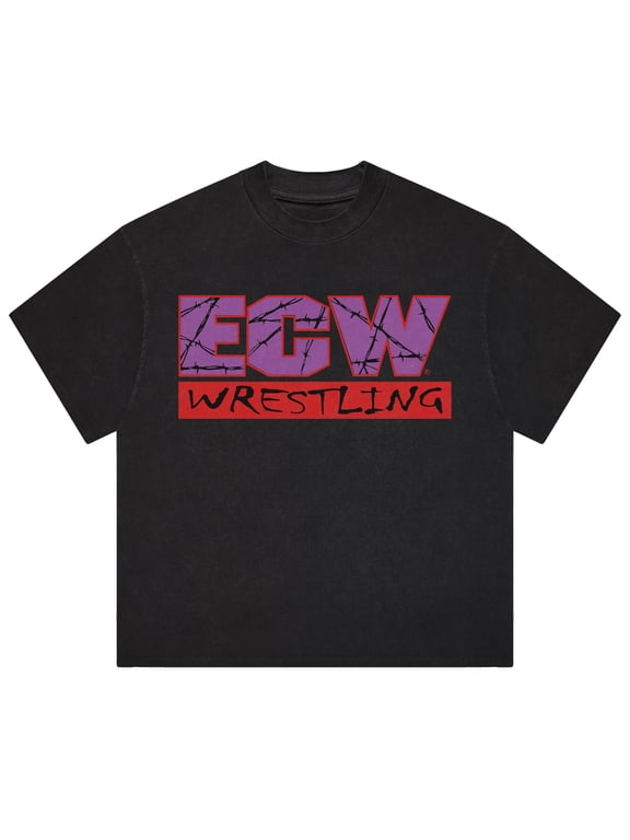 Men's Heather Black ECW Logo Boxy T-Shirt