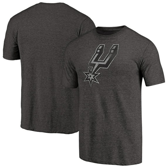 Men's Heather Black San Antonio Spurs Distressed Team Logo Tri-Blend T-Shirt
