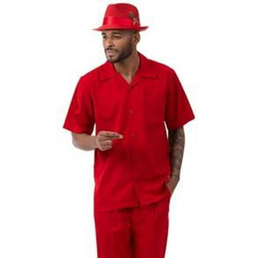Montique Walking Suit Short Sleeve Red Men's Summer Outfit 696