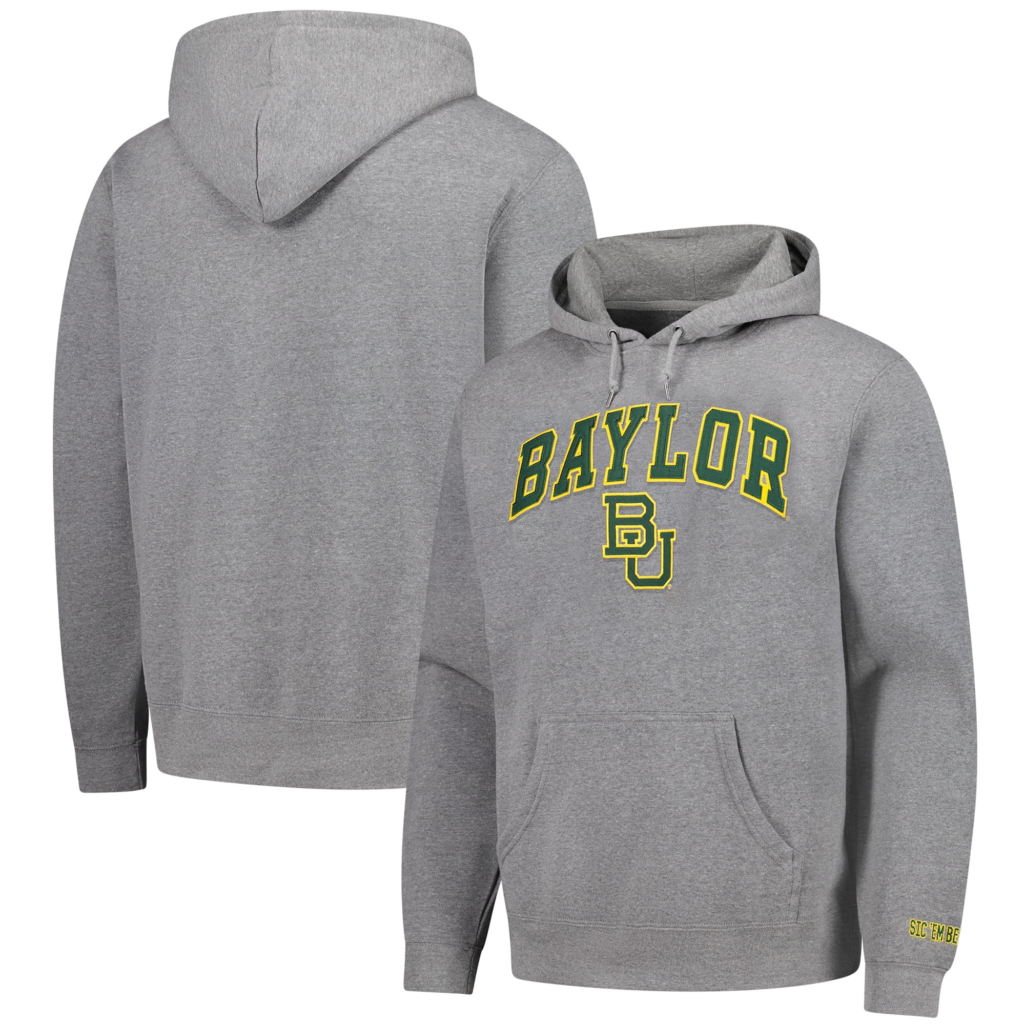 Men's Heather Charcoal Baylor Bears Arch Logo Foundation Fleece Pullover Hoodie