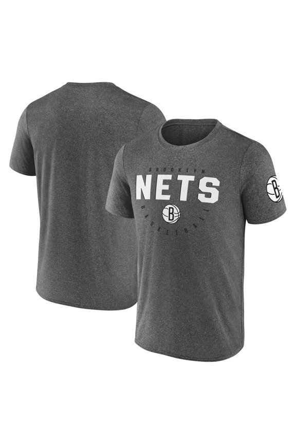 Men's Logo Athletic Heather Charcoal Brooklyn Nets Block Practice Performance T-Shirt