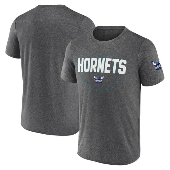 Men's Logo Athletic Heather Charcoal Charlotte Hornets Block Practice Performance T-Shirt