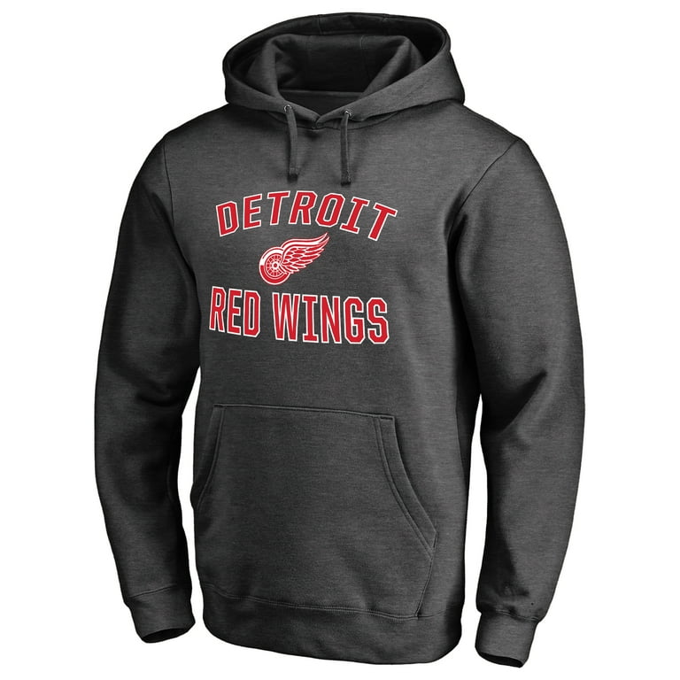 Men s Heather Charcoal Detroit Red Wings Victory Arch Team Fitted Pullover Hoodie Walmart