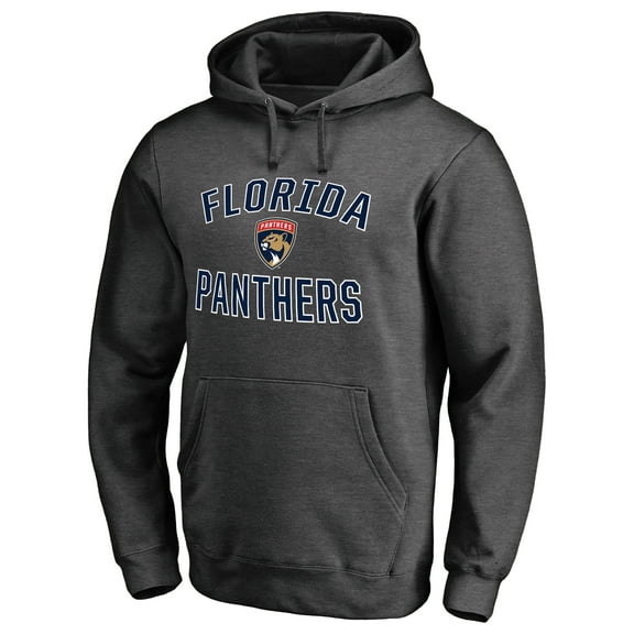 Men's Heather Charcoal Florida Panthers Victory Arch Team Fitted Pullover Hoodie
