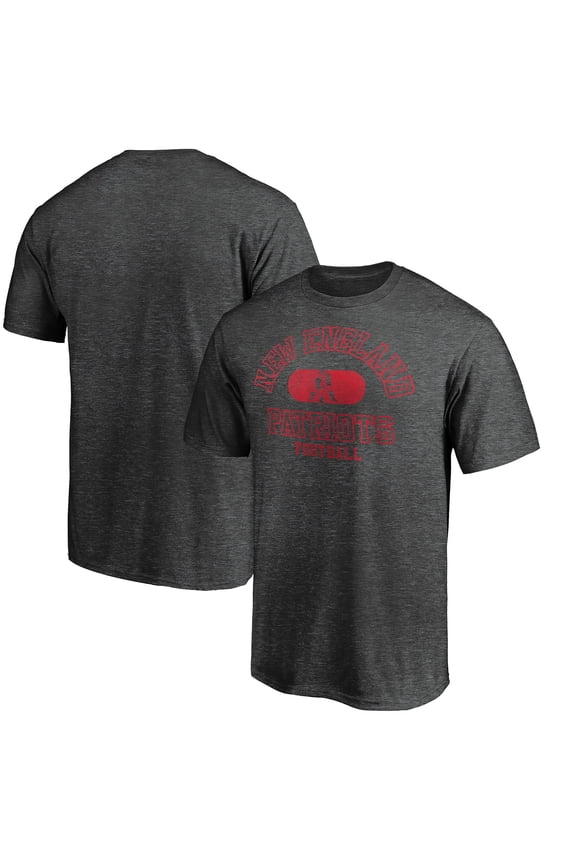 Men's Heather Charcoal New England Patriots Varsity Issued Throwback T-Shirt