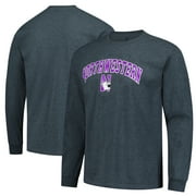 Men's Heather Charcoal Northwestern Wildcats Logo Long Sleeve T-Shirt