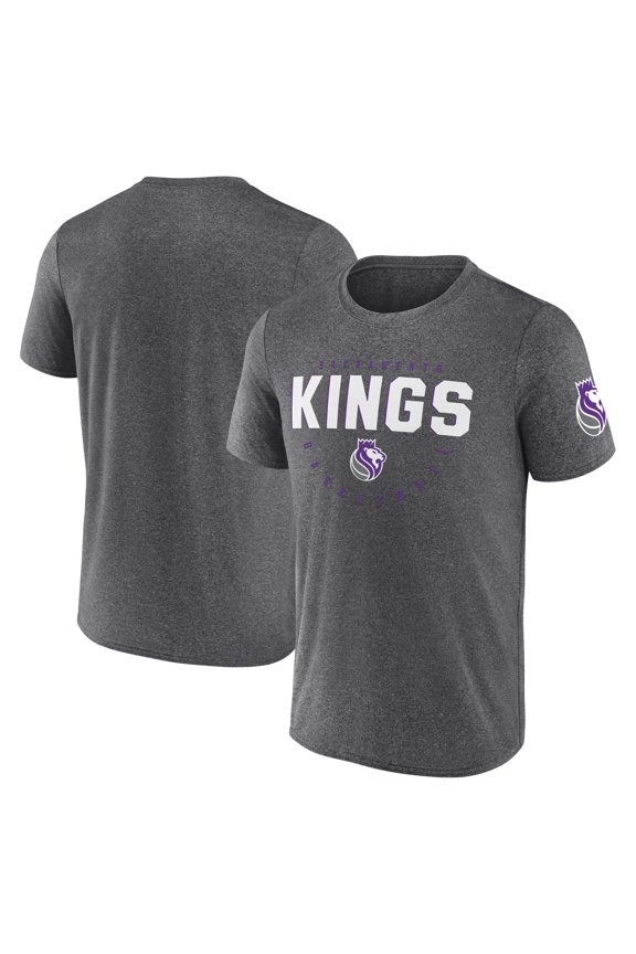 Men's Logo Athletic Heather Charcoal Sacramento Kings Block Practice Performance T-Shirt