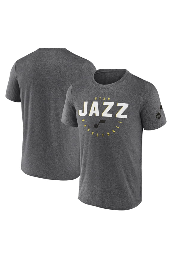 Men's Logo Athletic Heather Charcoal Utah Jazz Block Practice Performance T-Shirt