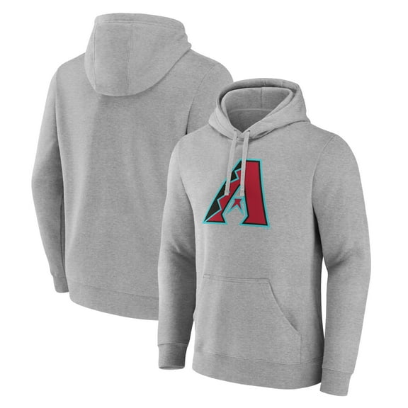 Men's Heather Gray Arizona Diamondbacks Official Logo Fitted Pullover Hoodie