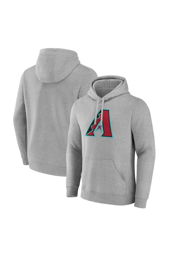 Men's Heather Gray Arizona Diamondbacks Official Logo Fitted Pullover Hoodie