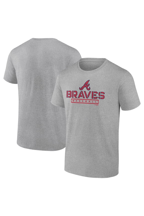 Men's Heather Gray Atlanta Braves Evanston Stencil T-Shirt