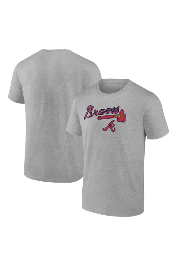 Men's Heather Gray Atlanta Braves Team Lockup T-Shirt