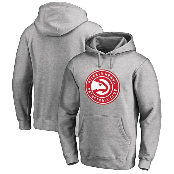 Men's Heather Gray Atlanta Hawks Primary Logo Pullover Hoodie