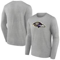 Men's Heather Gray Baltimore Ravens Primary Team Logo Long Sleeve T-Shirt
