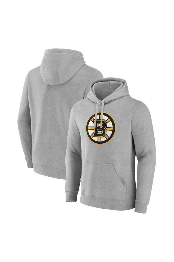 Men's Heather Gray Boston Bruins Primary Logo Pullover Hoodie