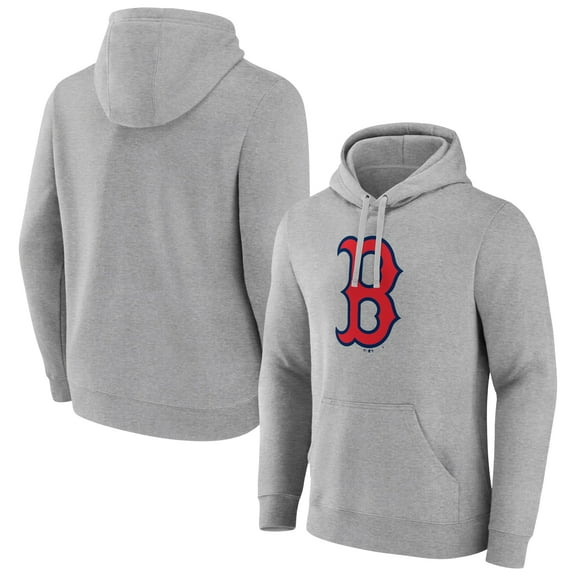 Men's Heather Gray Boston Red Sox Official Logo Fitted Pullover Hoodie