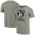 thumbnail image 1 of Men's Heather Gray Brooklyn Nets Distressed Team Logo Tri-Blend T-Shirt, 1 of 3