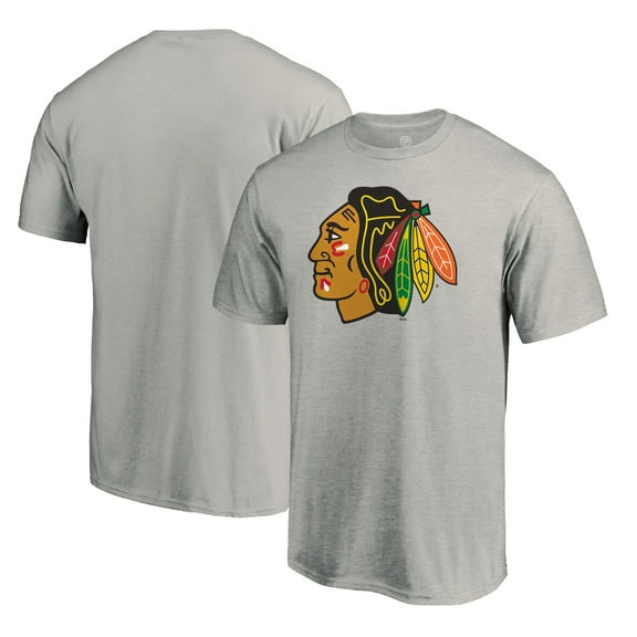 Men's Heather Gray Chicago Blackhawks Logo T-Shirt