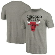 Mens Heather Gray Chicago Bulls Distressed Team Logo Tri-Blend T-Shirt