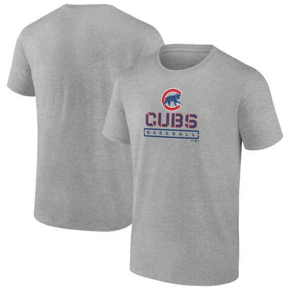 Men's Heather Gray Chicago Cubs Evanston Stencil T-Shirt
