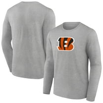 Men's Heather Gray Cincinnati Bengals Primary Team Logo Long Sleeve T-Shirt
