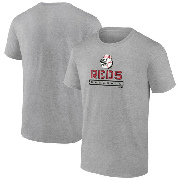 Men's Heather Gray Cincinnati Reds Evanston Stencil T-Shirt
