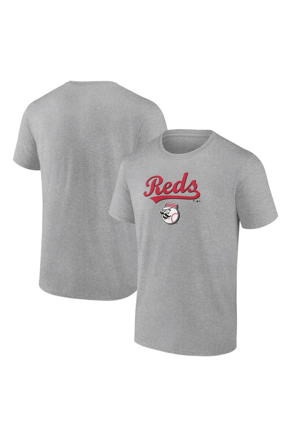 Men's Heather Gray Cincinnati Reds Team Lockup T-Shirt