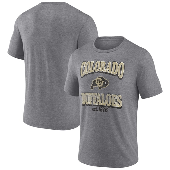 Men's Heather Gray Colorado Buffaloes Vintage Stack Tri-Blend T-Shirt
