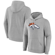 Mens Heather Gray Denver Broncos Primary Team Logo Fitted Pullover Hoodie