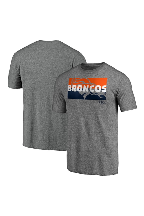 Men's  Heather Gray Denver Broncos Square Off Tri-Blend T-Shirt