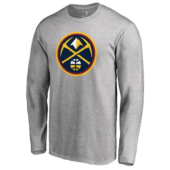 Men's Heather Gray Denver Nuggets Primary Logo Long Sleeve T-Shirt