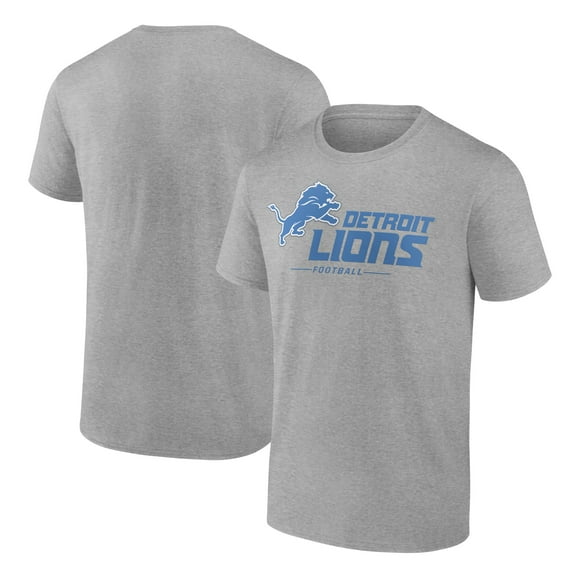 Men's Heather Gray Detroit Lions Logo Team Lockup T-Shirt