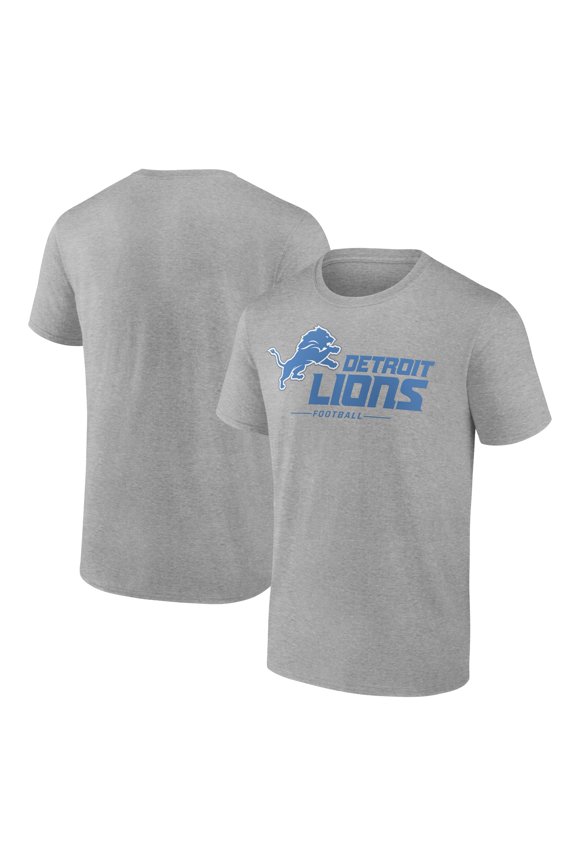 Men's Heather Gray Detroit Lions Logo Team Lockup T-Shirt