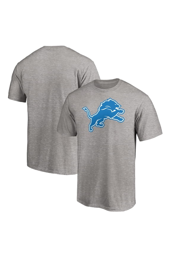 Men's Fanatics Heather Gray Detroit Lions Primary Logo T-Shirt