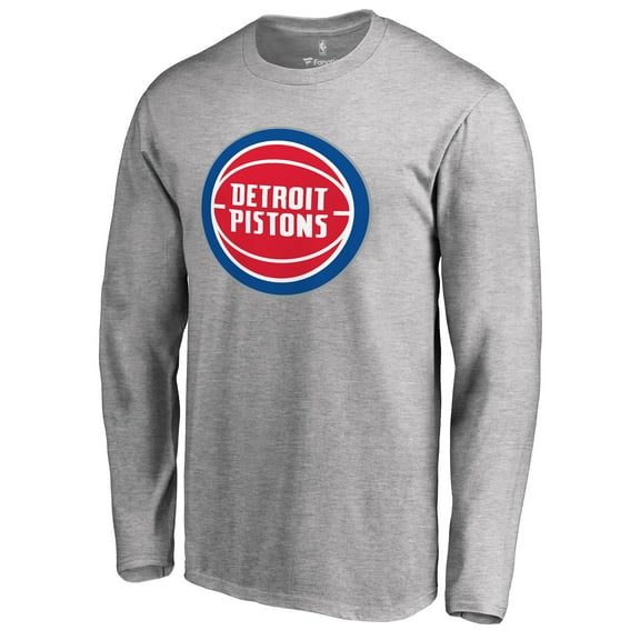 Men's Heather Gray Detroit Pistons Primary Logo Long Sleeve T-Shirt