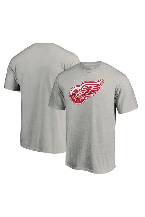 Men's Heather Gray Detroit Red Wings Logo T-Shirt
