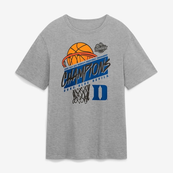 Men's Heather Gray Duke Blue Devils 2026 ACC Women's Basketball Tournament Champions T-Shirt
